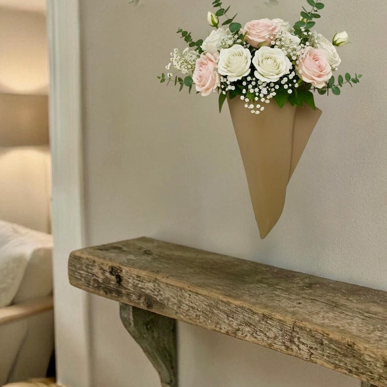 Napkin-shaped 3D-printed wall-mounted flower pot, minimalist indoor/outdoor decoration