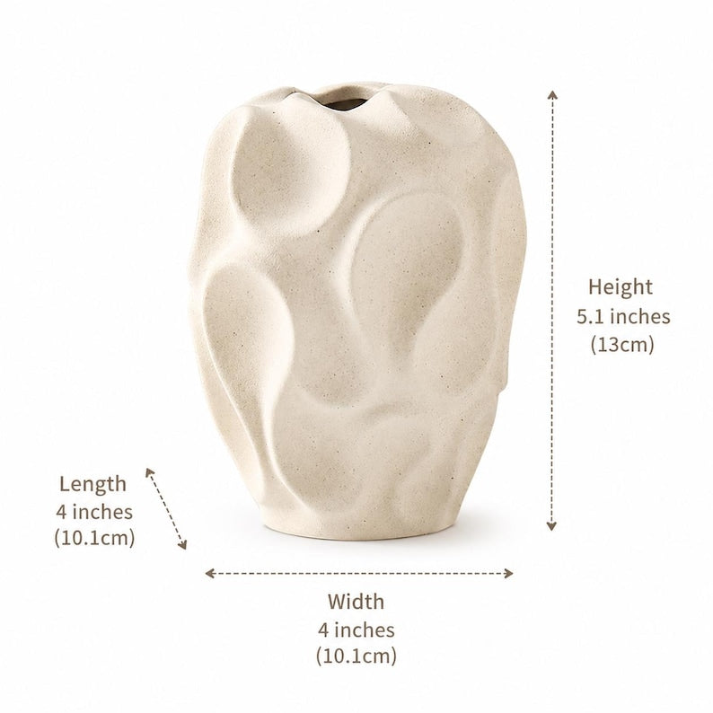 Textured White Ceramic Vase Set, Unique Home Decor Artwork