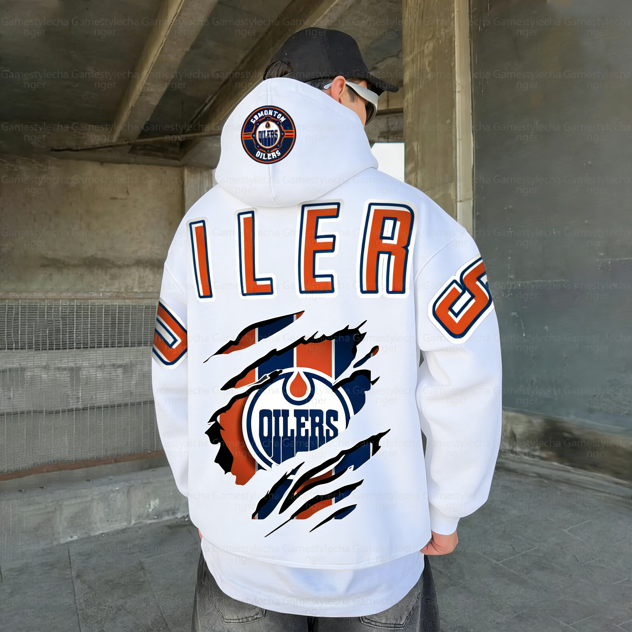 Unisex "Edmonton Oilers" Graphic Streetwear Vintage Plush Hoodie