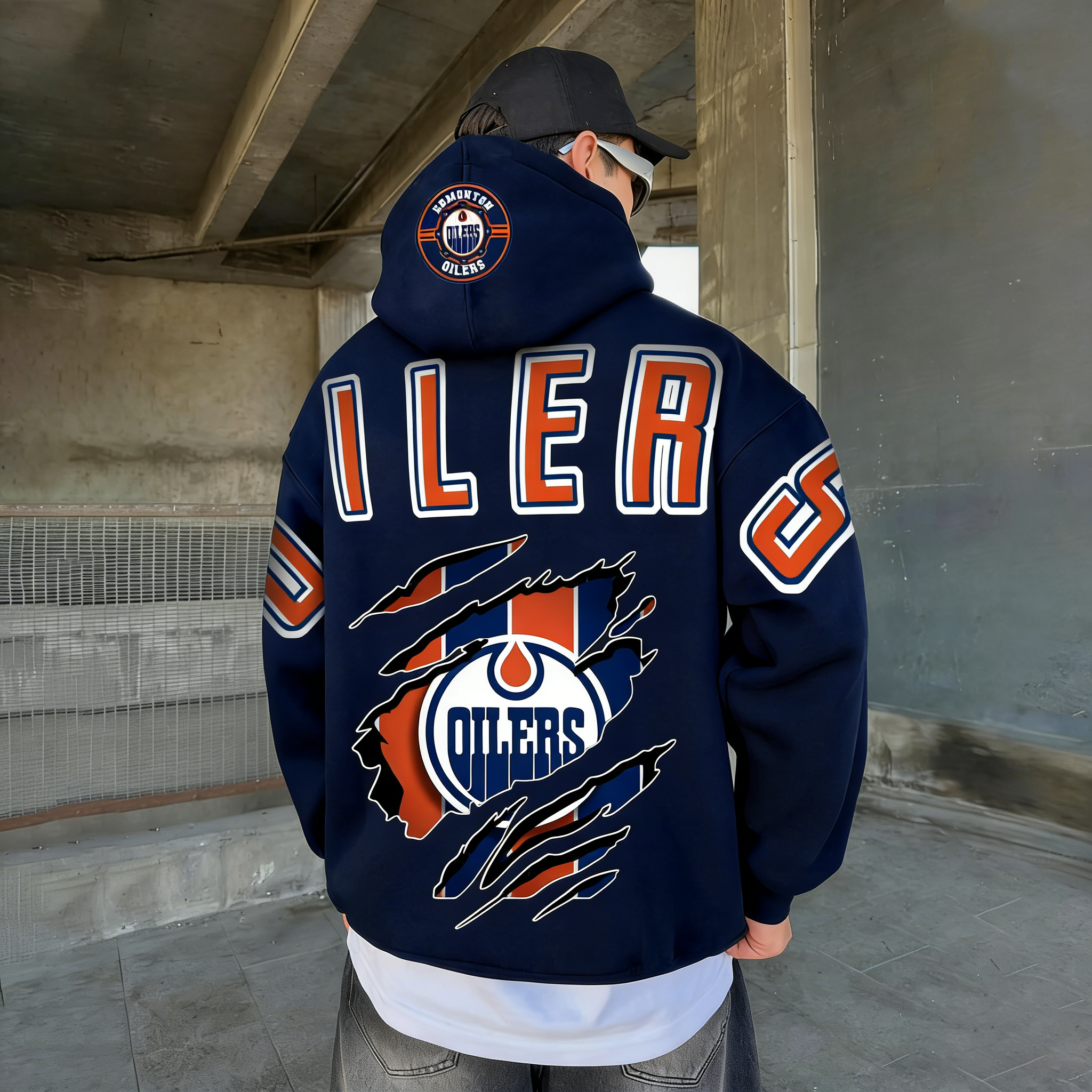 Unisex "Edmonton Oilers" Graphic Streetwear Vintage Plush Hoodie