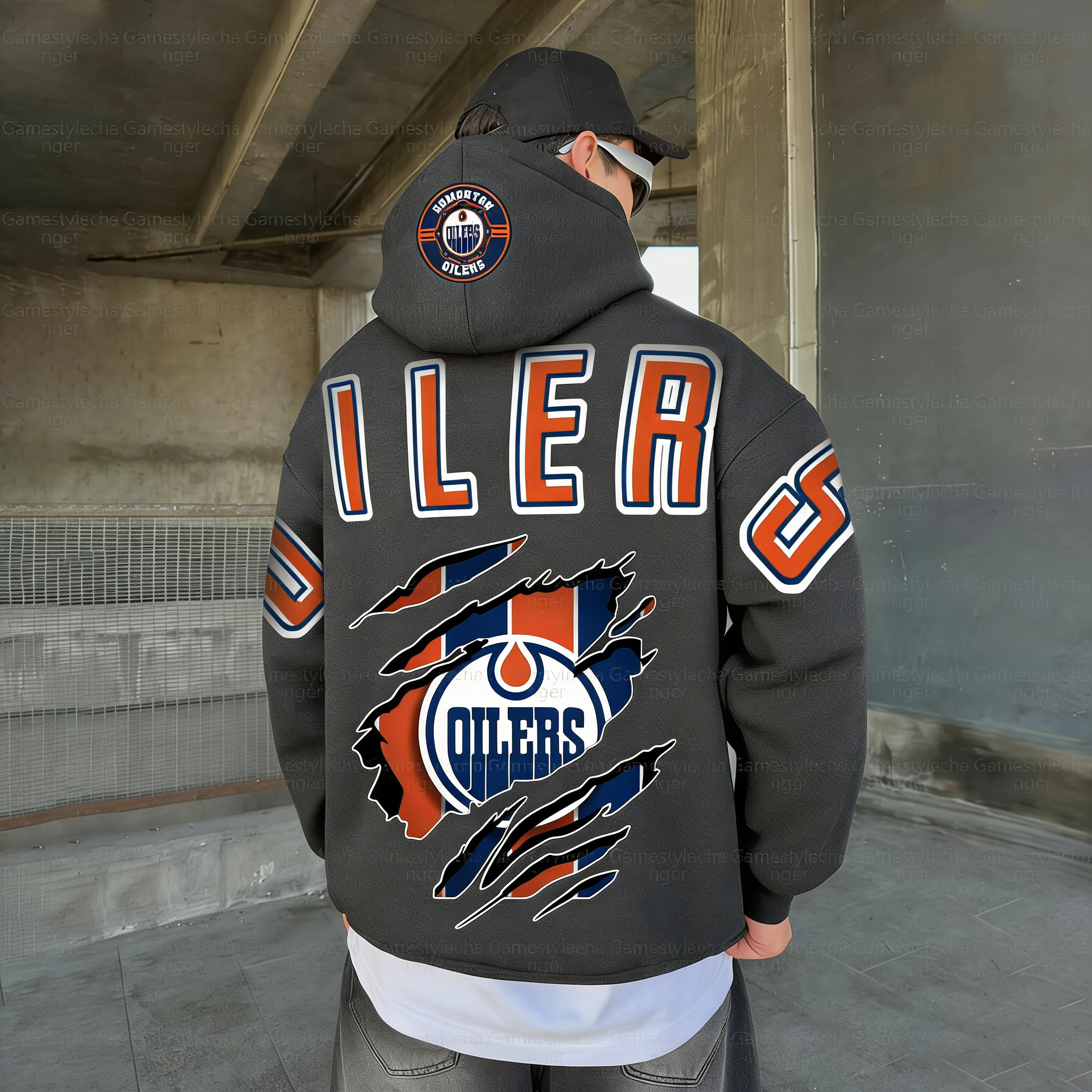 Unisex "Edmonton Oilers" Graphic Streetwear Vintage Plush Hoodie