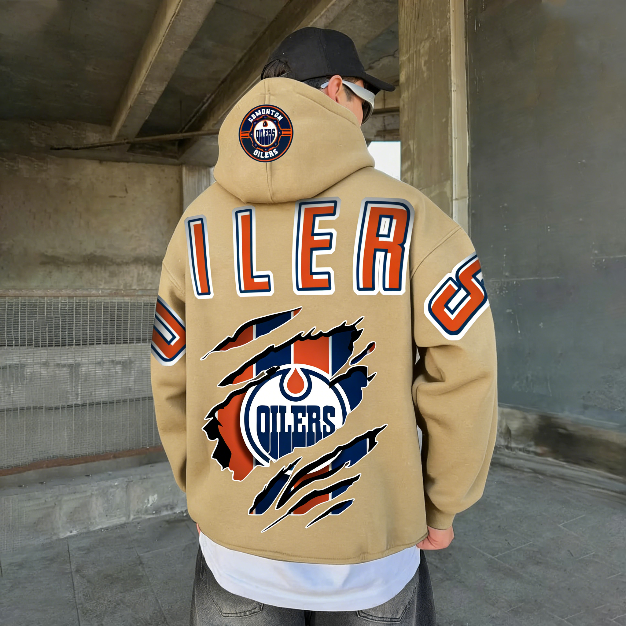 Unisex "Edmonton Oilers" Graphic Streetwear Vintage Plush Hoodie