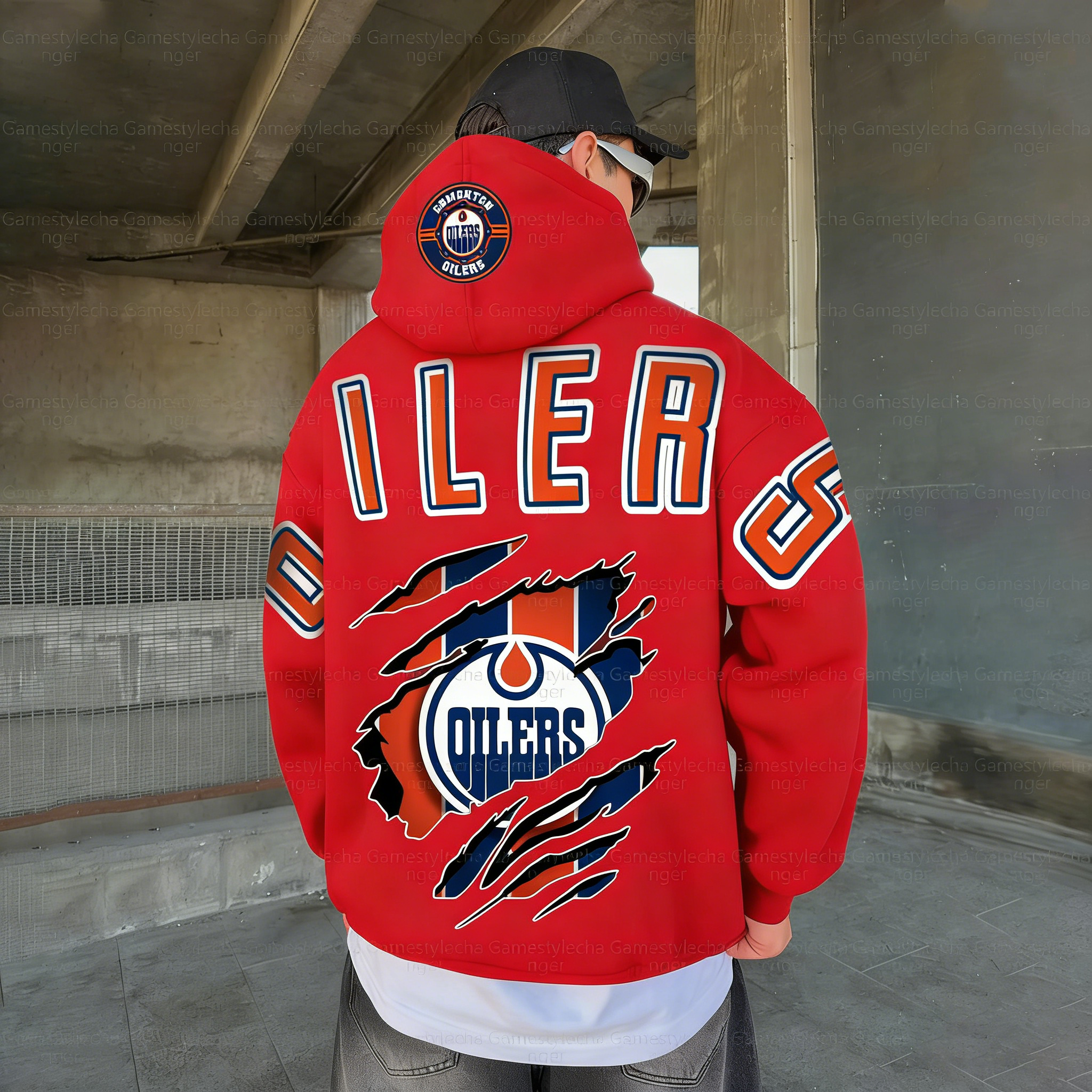 Unisex "Edmonton Oilers" Graphic Streetwear Vintage Plush Hoodie