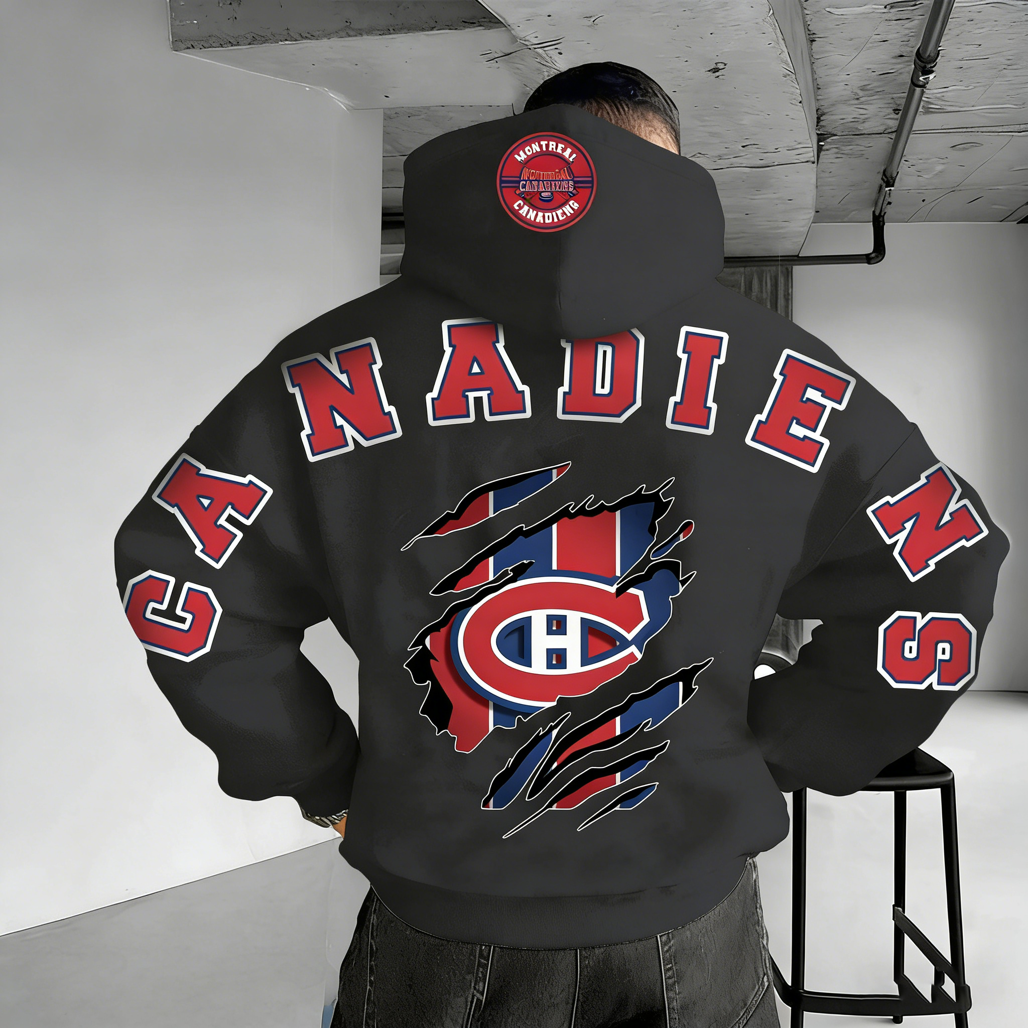 Unisex "Montreal Canadiens" Graphic Streetwear Vintage Plush Hoodie