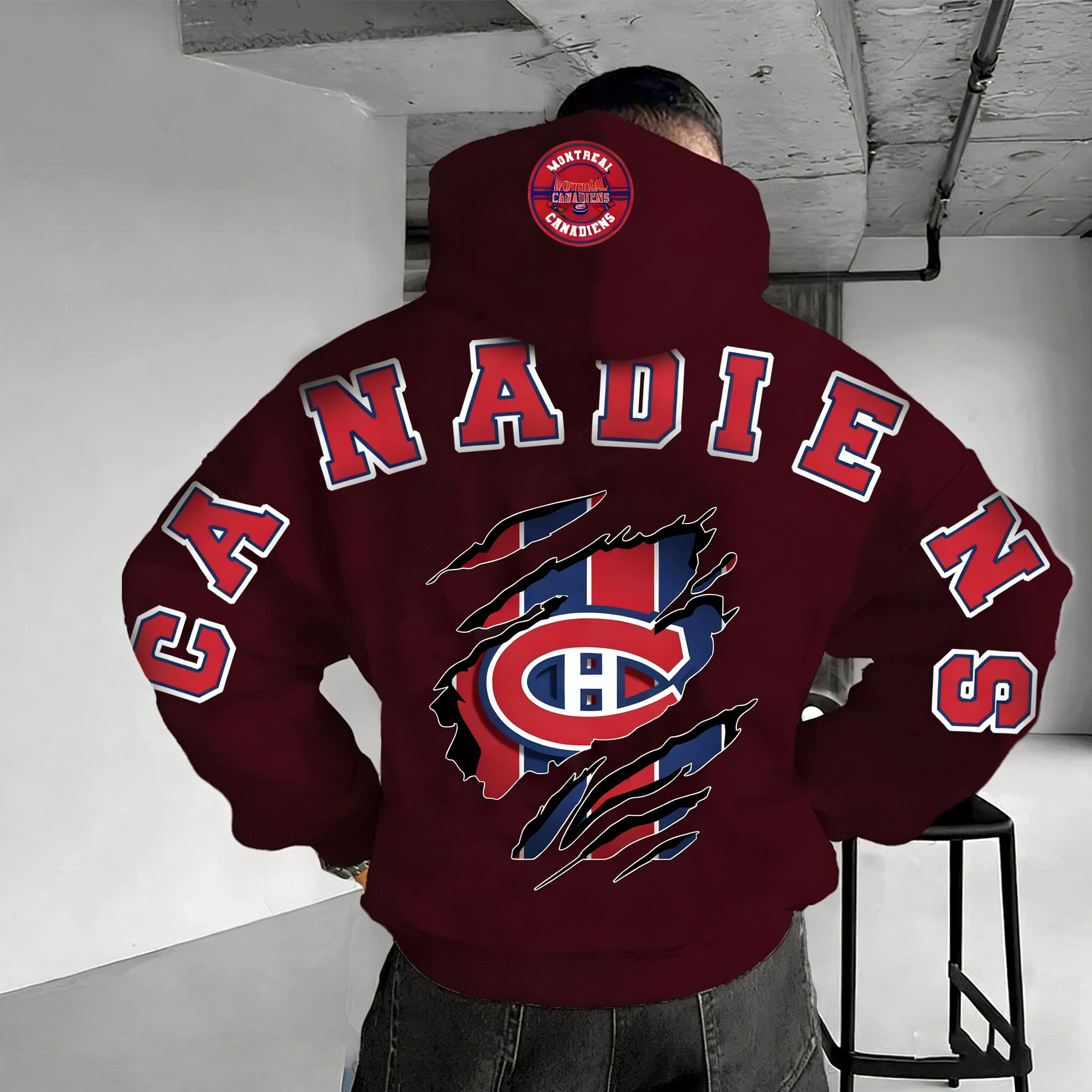 Unisex "Montreal Canadiens" Graphic Streetwear Vintage Plush Hoodie