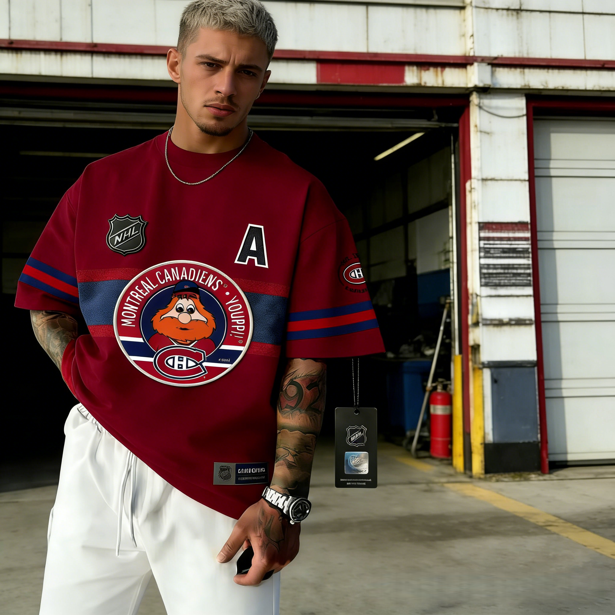 Generate T-shirts featuring the NHL team "Montreal Canadiens" and their mascot "Youppi!"