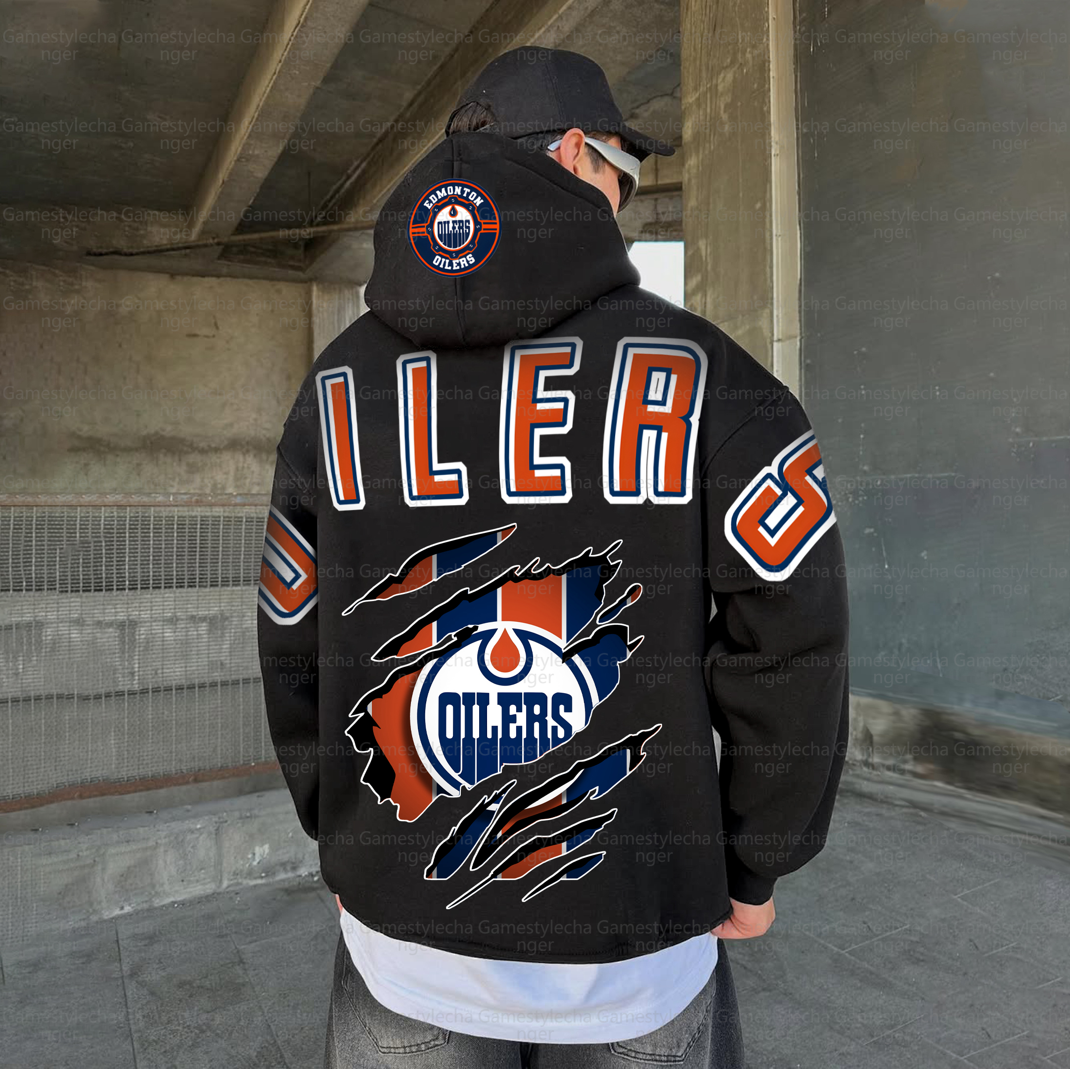 Unisex "Edmonton Oilers" Graphic Streetwear Vintage Plush Hoodie