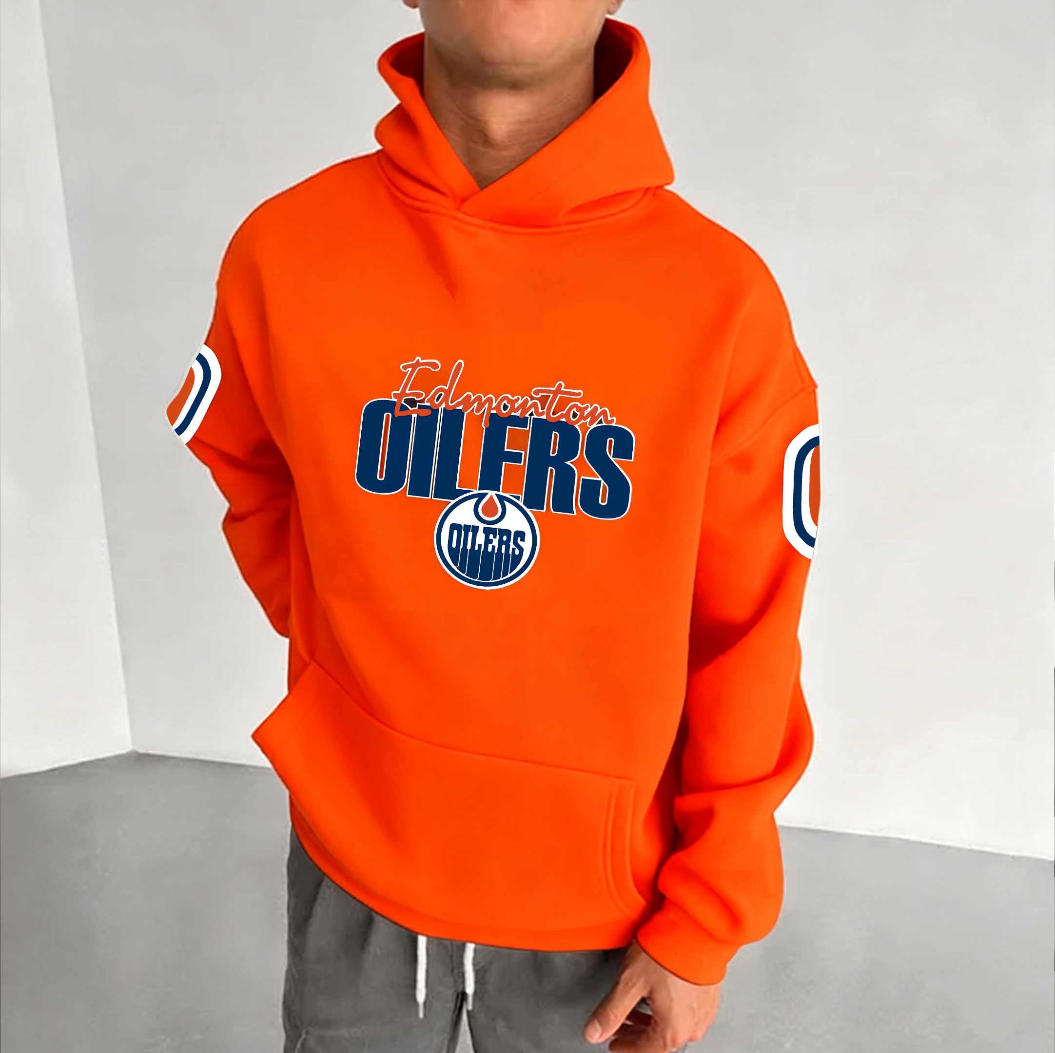 Unisex "Edmonton Oilers" Graphic Streetwear Vintage Plush Hoodie