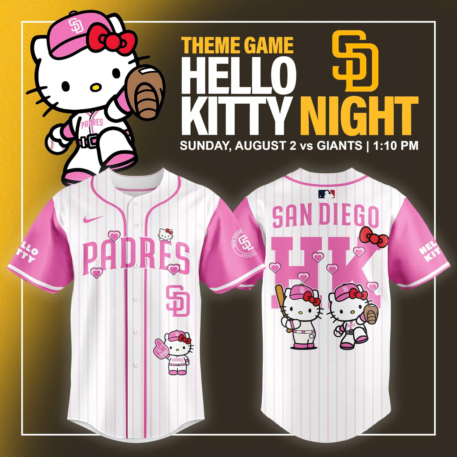San Diego Padres MLB x Hello Kitty Night 2026 Limited Jersey Editions