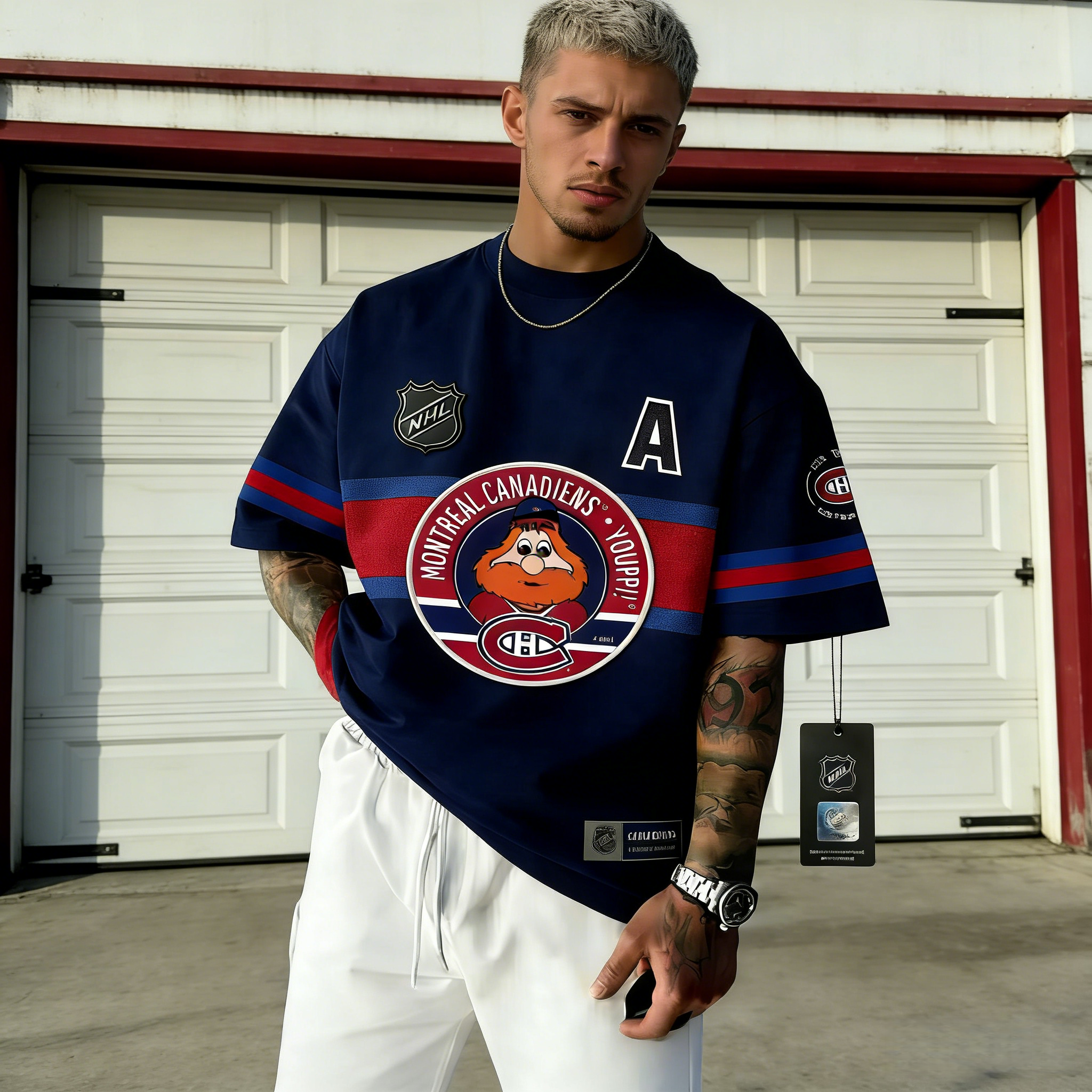 Generate T-shirts featuring the NHL team "Montreal Canadiens" and their mascot "Youppi!"