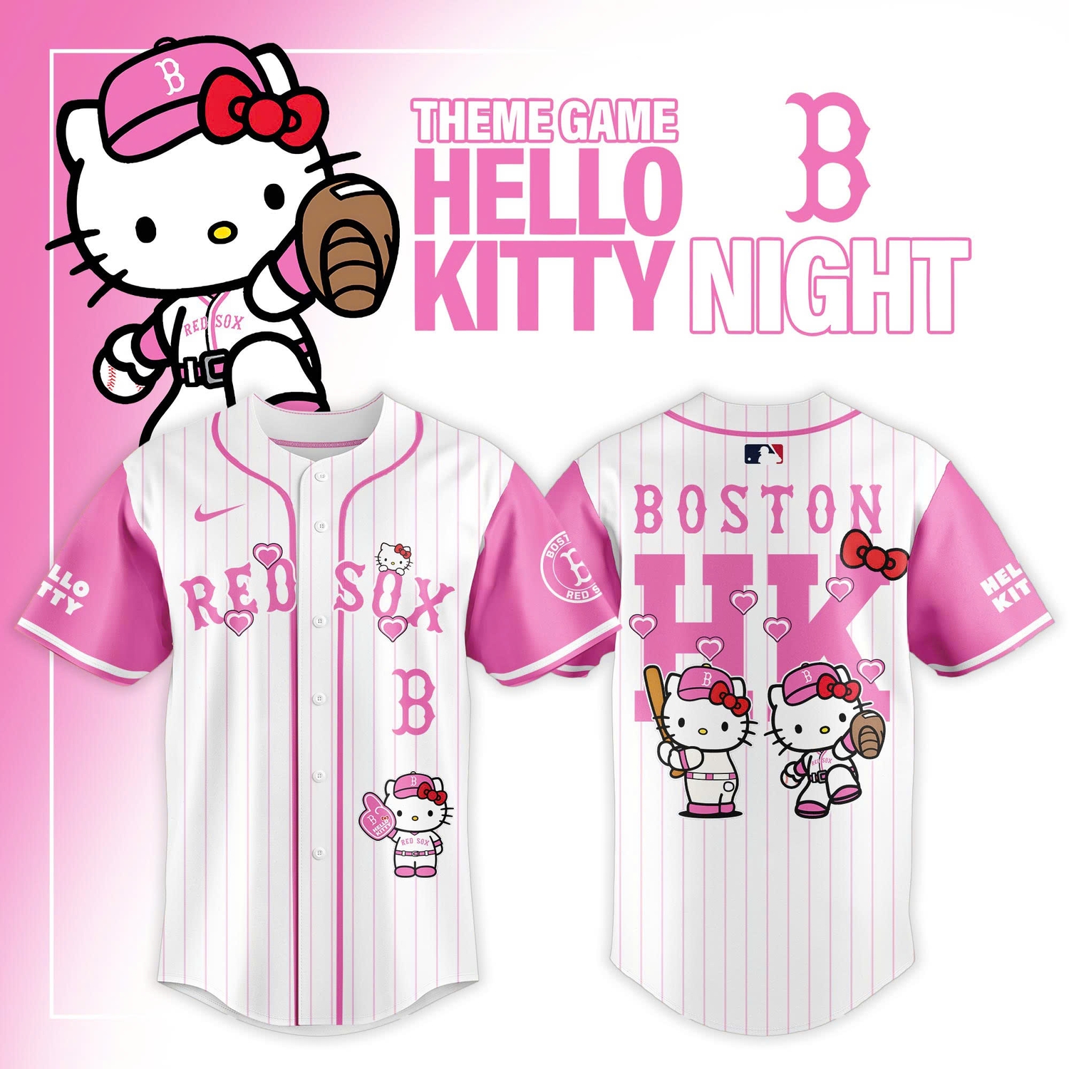 Boston Red Sox x Hello Kitty Night 2026 Special Edition Baseball Jersey