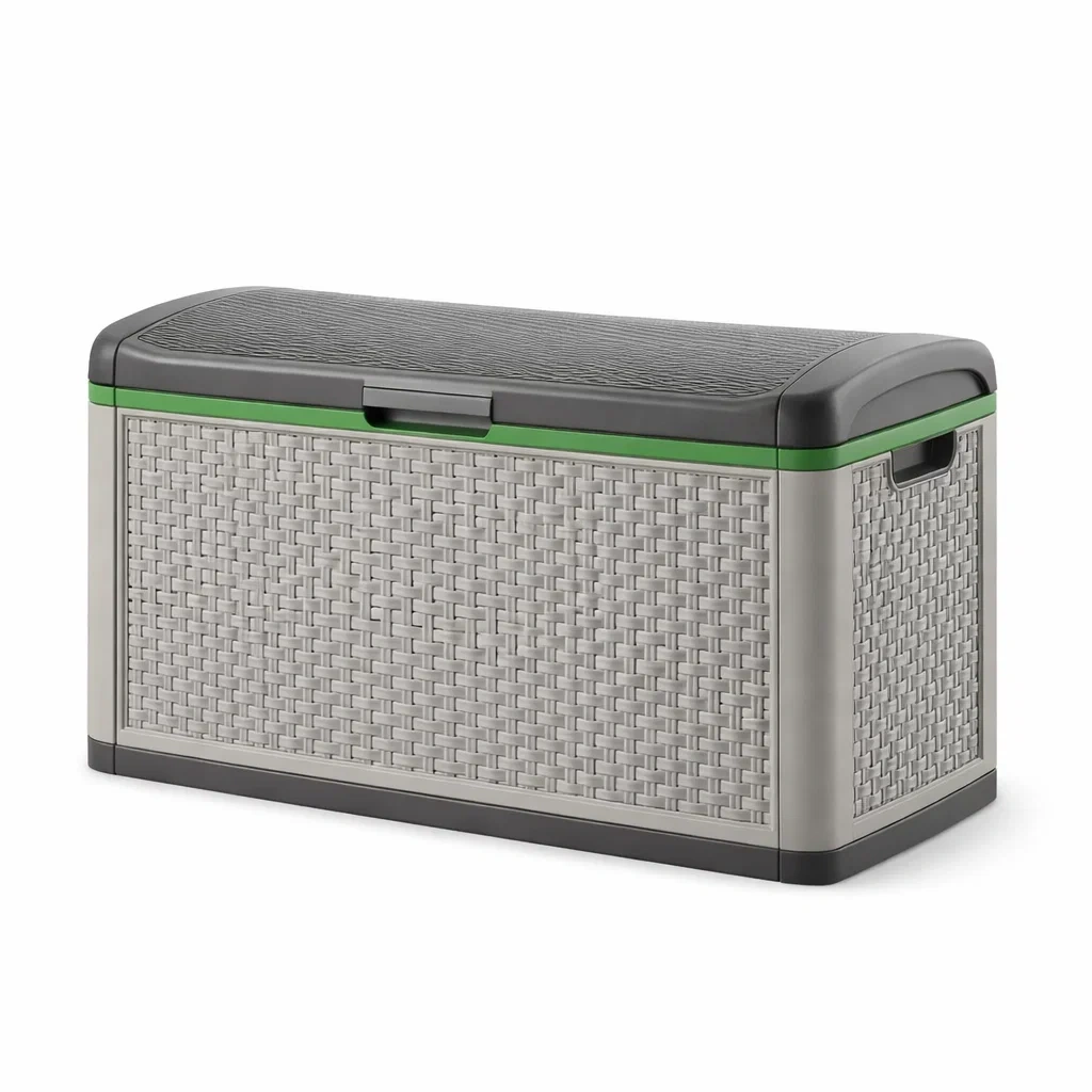 Contenitore da esterno in plastica intrecciata grigio e nero-NOOKHAVENZ