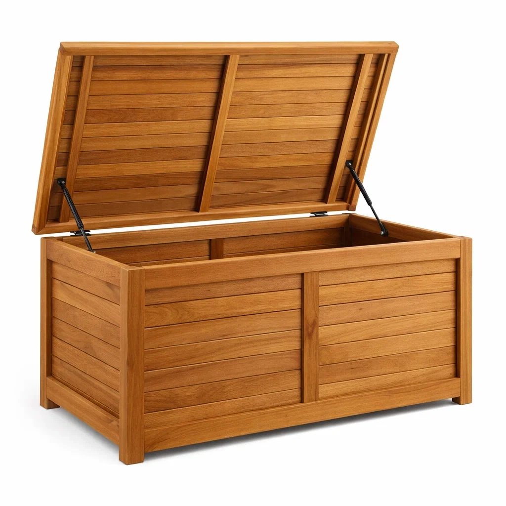 Contenitore in legno di teak con supporto interno 120x50x60 cm-NOOKHAVENZ