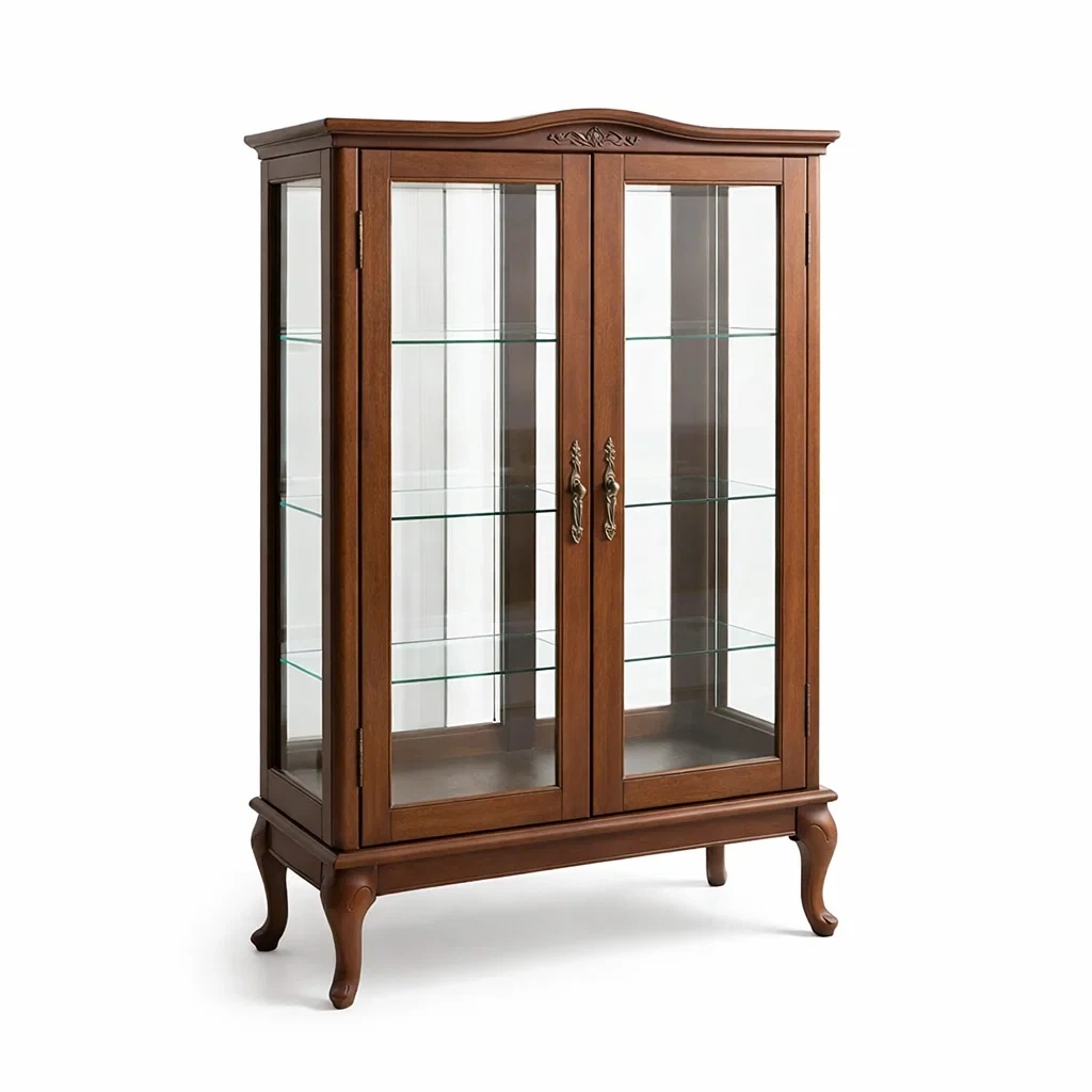 Vetrina in legno con ante in vetro e ripiani in vetro temperato altezza 180 cm-NOOKHAVENZ