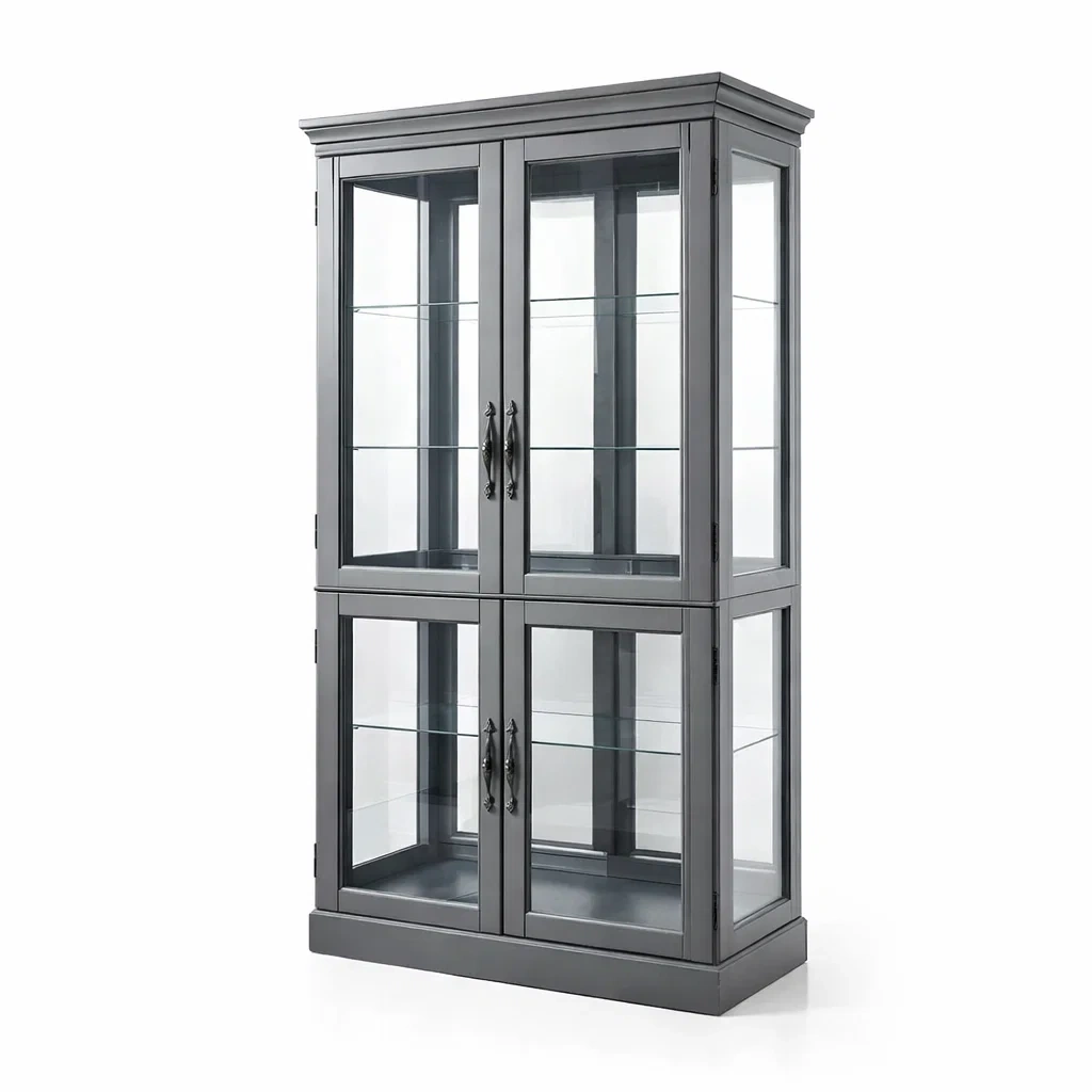 Vetrina in acciaio grigio con vetro temperato-NOOKHAVENZ