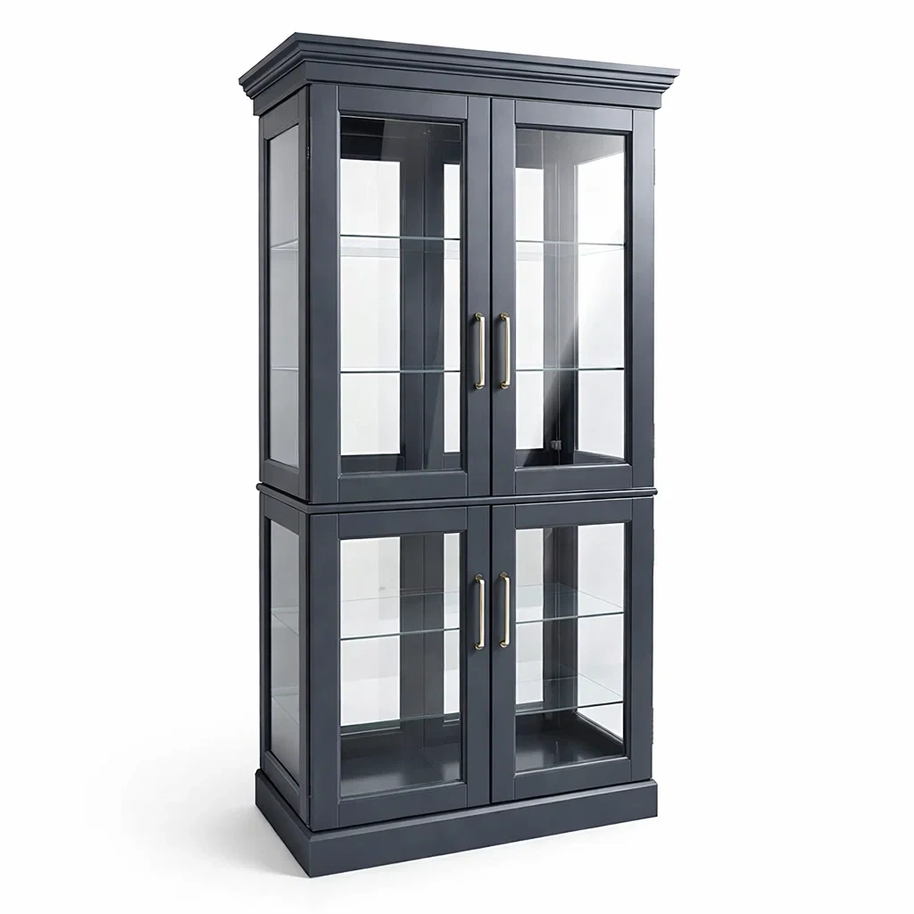 Vetrina in legno con ante in vetro temperato 200x90x40 cm-NOOKHAVENZ