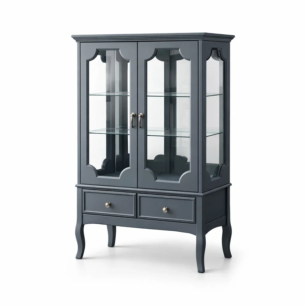 Vetrina in legno e vetro temperato grigia-NOOKHAVENZ