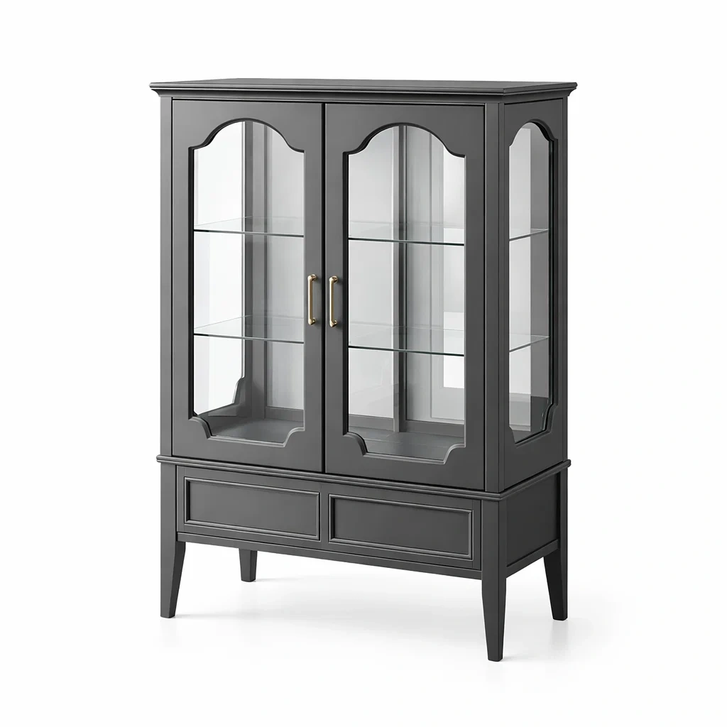 Vetrina in legno con ante in vetro temperato nere-NOOKHAVENZ