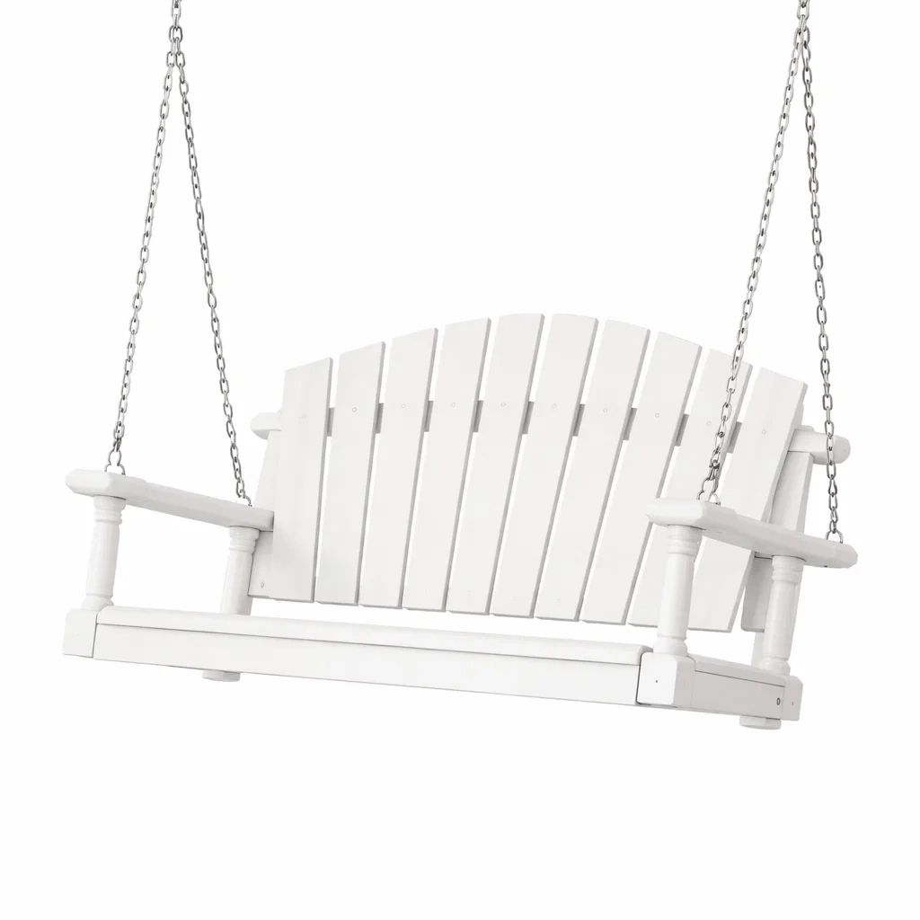 Altalena da veranda da esterno in legno bianco-NOOKHAVENZ