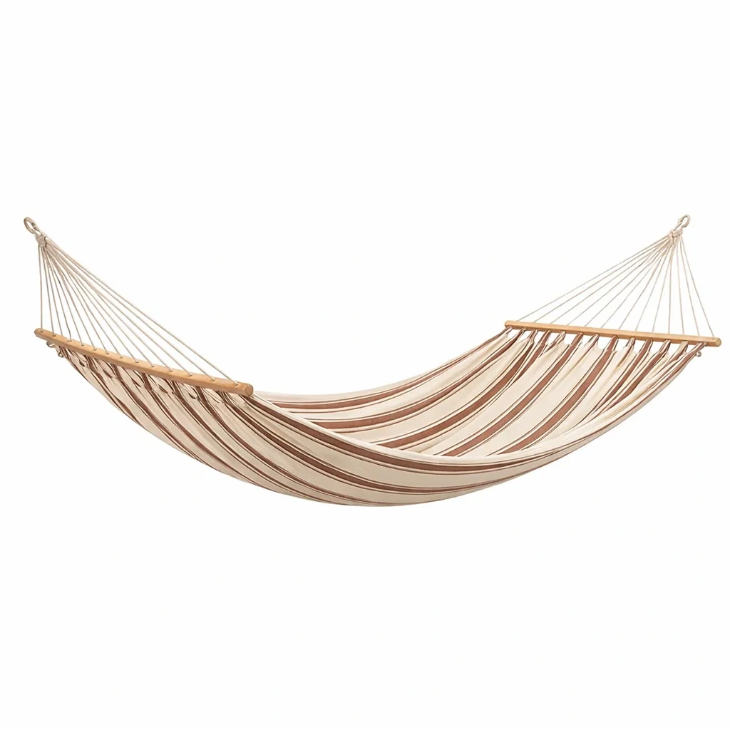 Amaca da giardino in cotone a strisce beige-NOOKHAVENZ
