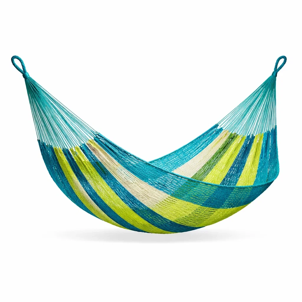 Amaca in cotone blu verde e bianco 200x150 cm-NOOKHAVENZ