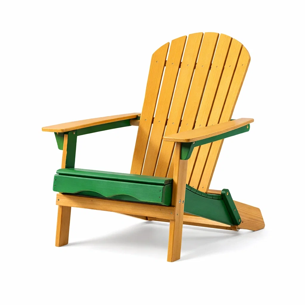 Sedia Adirondack in legno massello di pino giallo e verde-NOOKHAVENZ