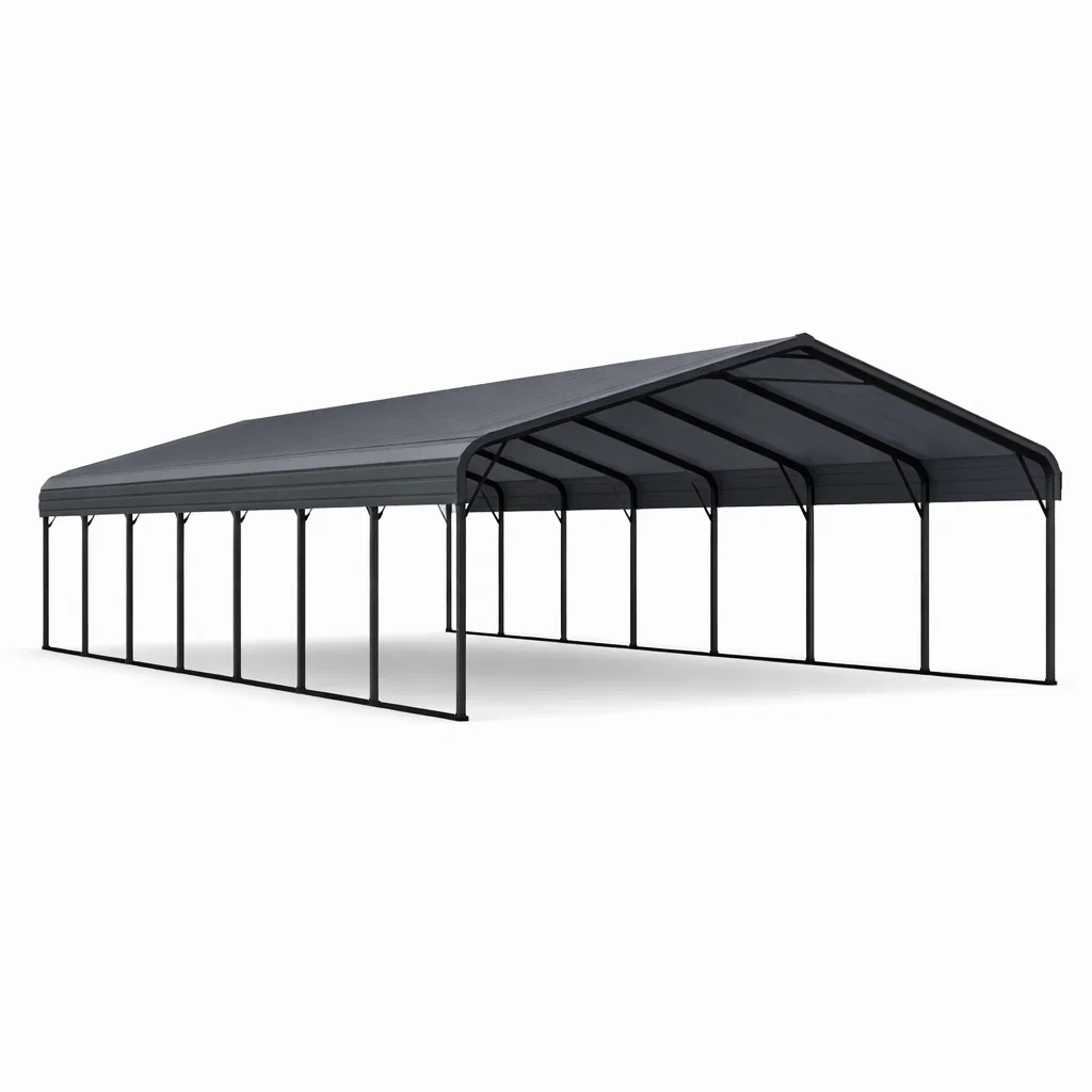 Tettoia per auto in acciaio e polietilene grigio scuro 600x300x280 cm-NOOKHAVENZ