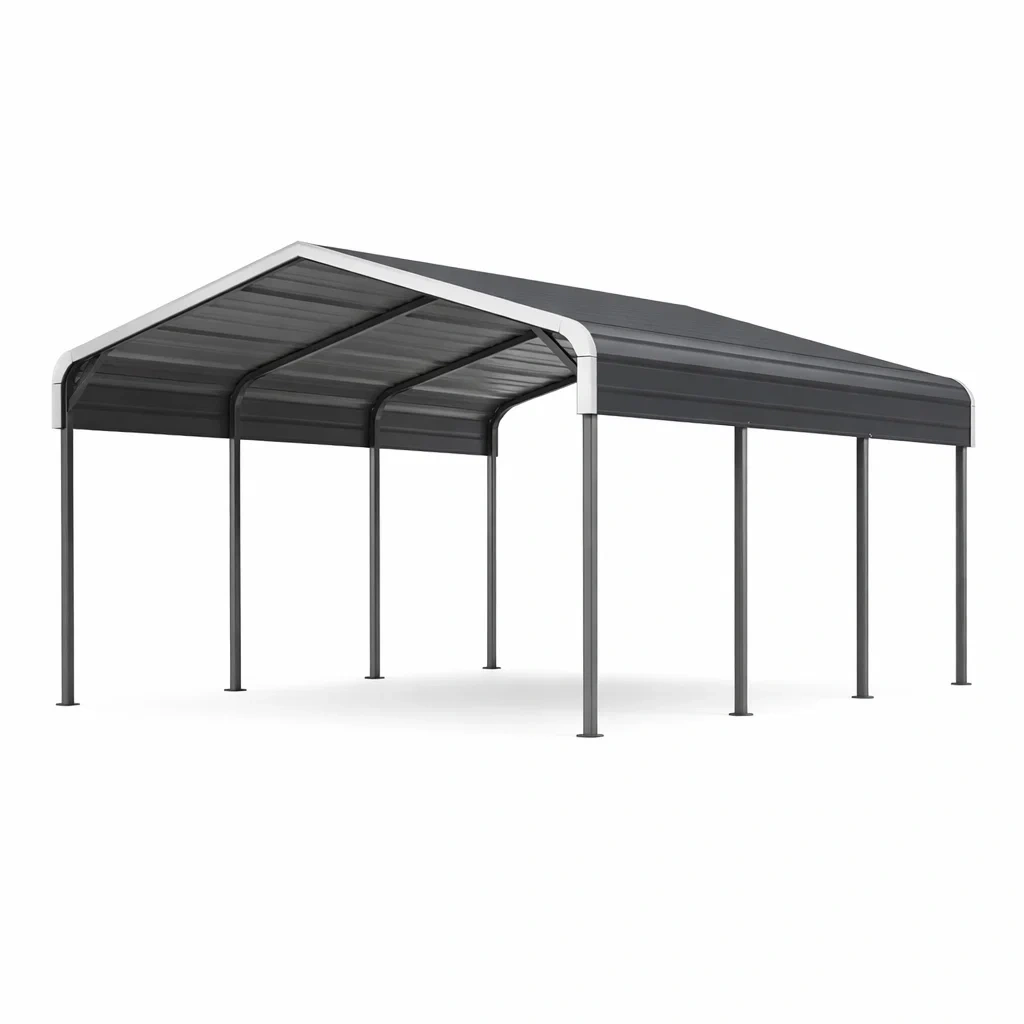 Tettoia per auto in acciaio galvanizzato grigio-NOOKHAVENZ