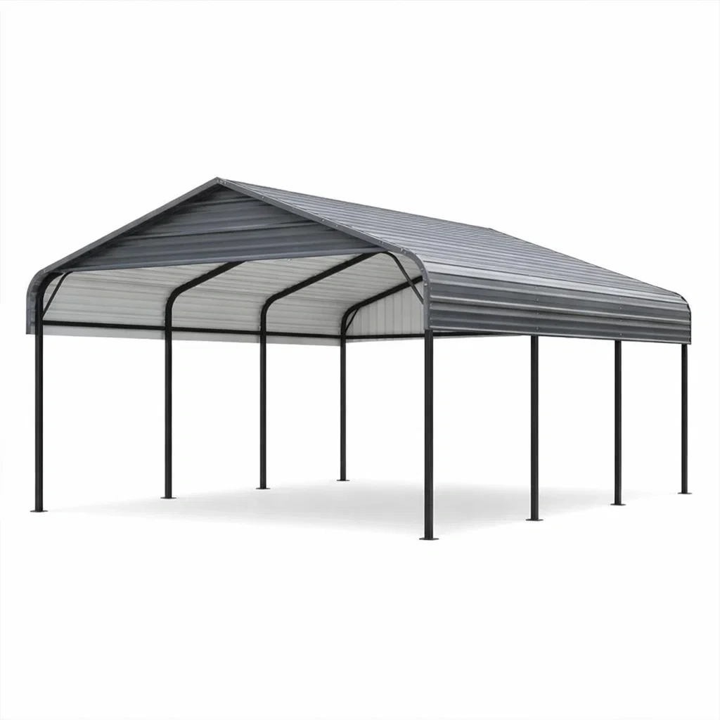 Tettoia per auto in metallo grigio-NOOKHAVENZ