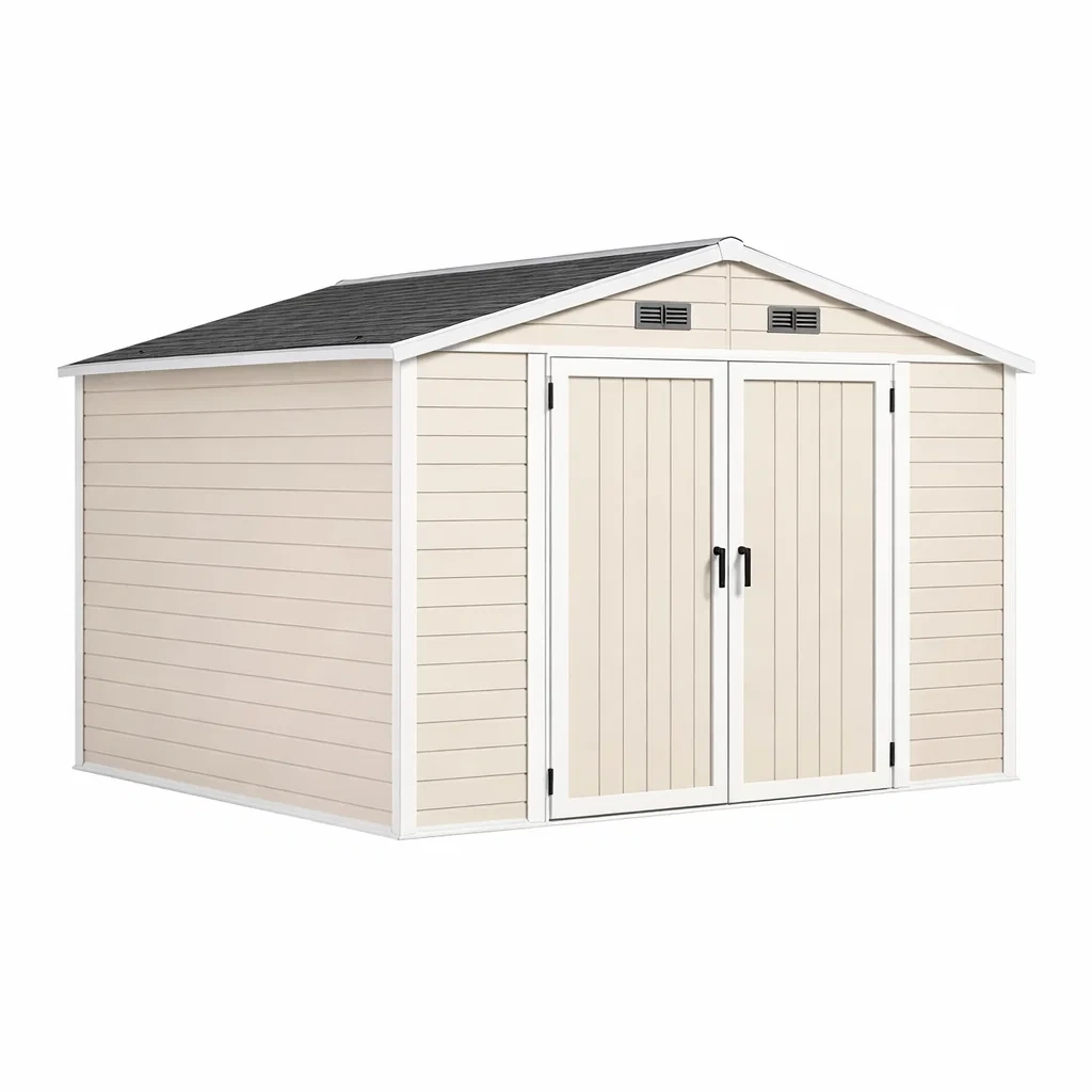 Capanno da giardino in resina beige 284x214x230 cm-NOOKHAVENZ