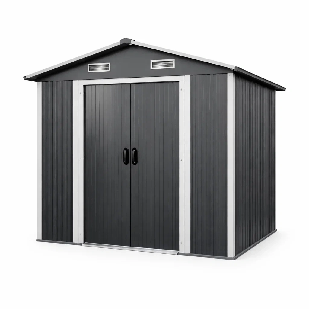 Capanno da giardino in acciaio zincato grigio con doppia porta-NOOKHAVENZ