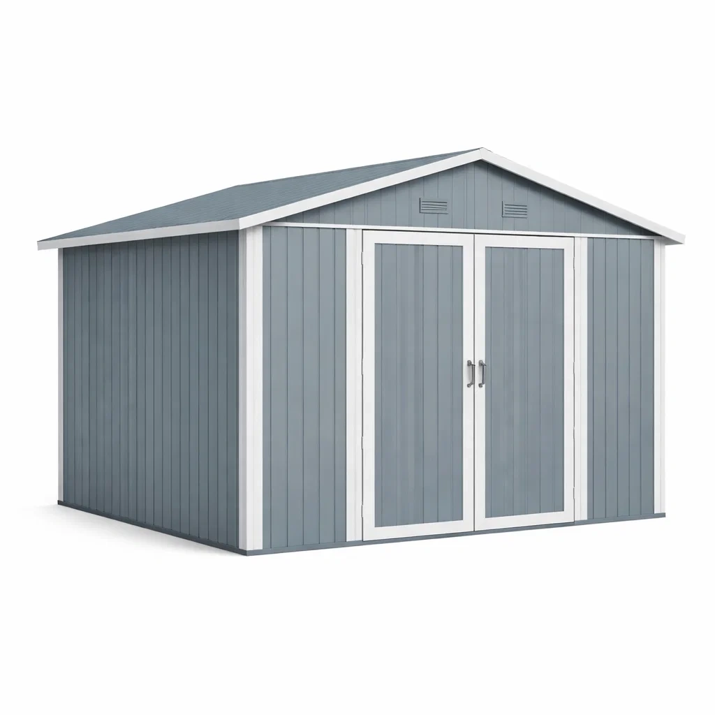 Capanno da giardino in metallo grigio 313x130x173 cm-NOOKHAVENZ