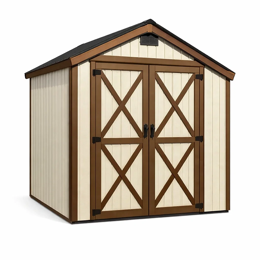 Capanno da giardino in resina beige e marrone-NOOKHAVENZ