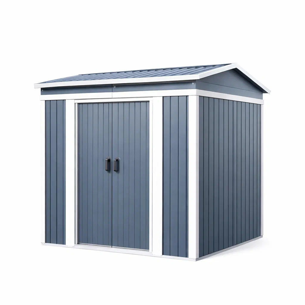 Capanno da giardino in metallo blu 205x130x182 cm-NOOKHAVENZ