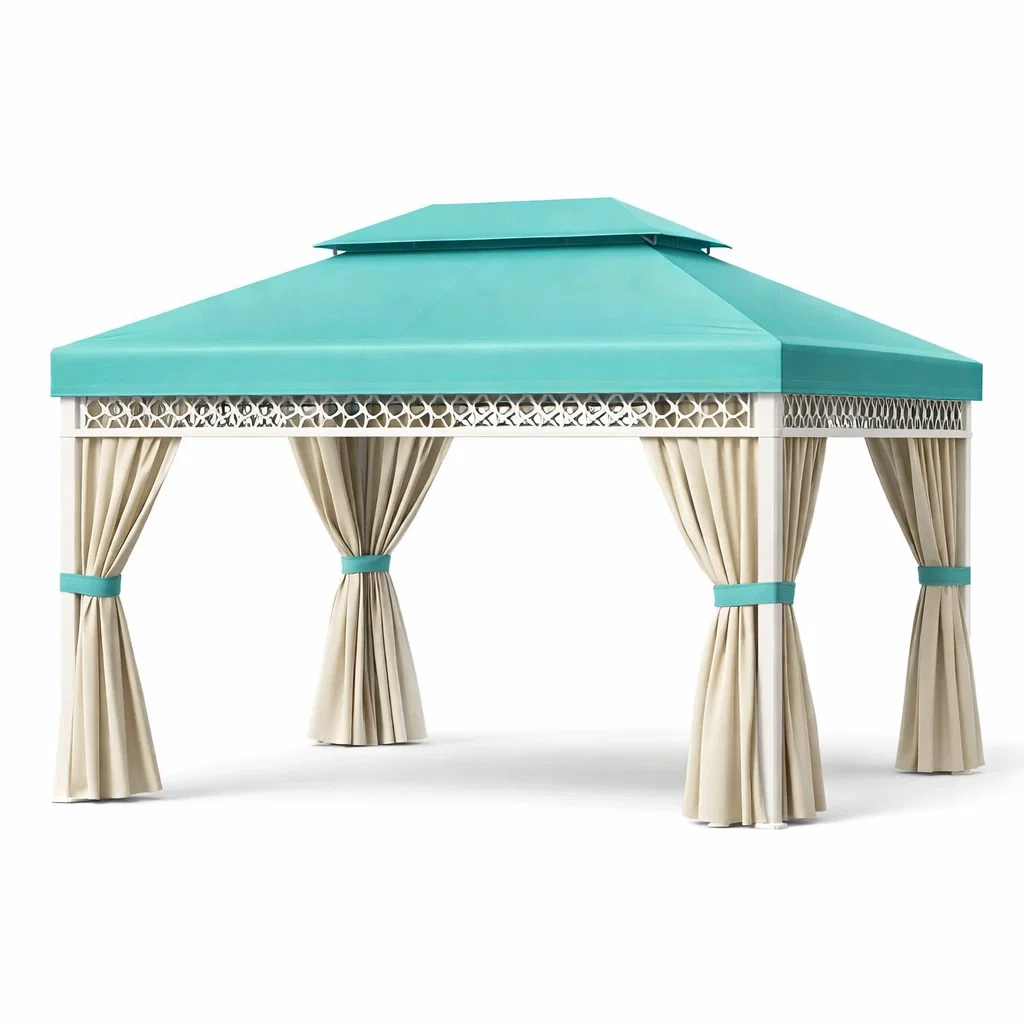 Gazebo da giardino verde acqua in acciaio e poliestere-NOOKHAVENZ