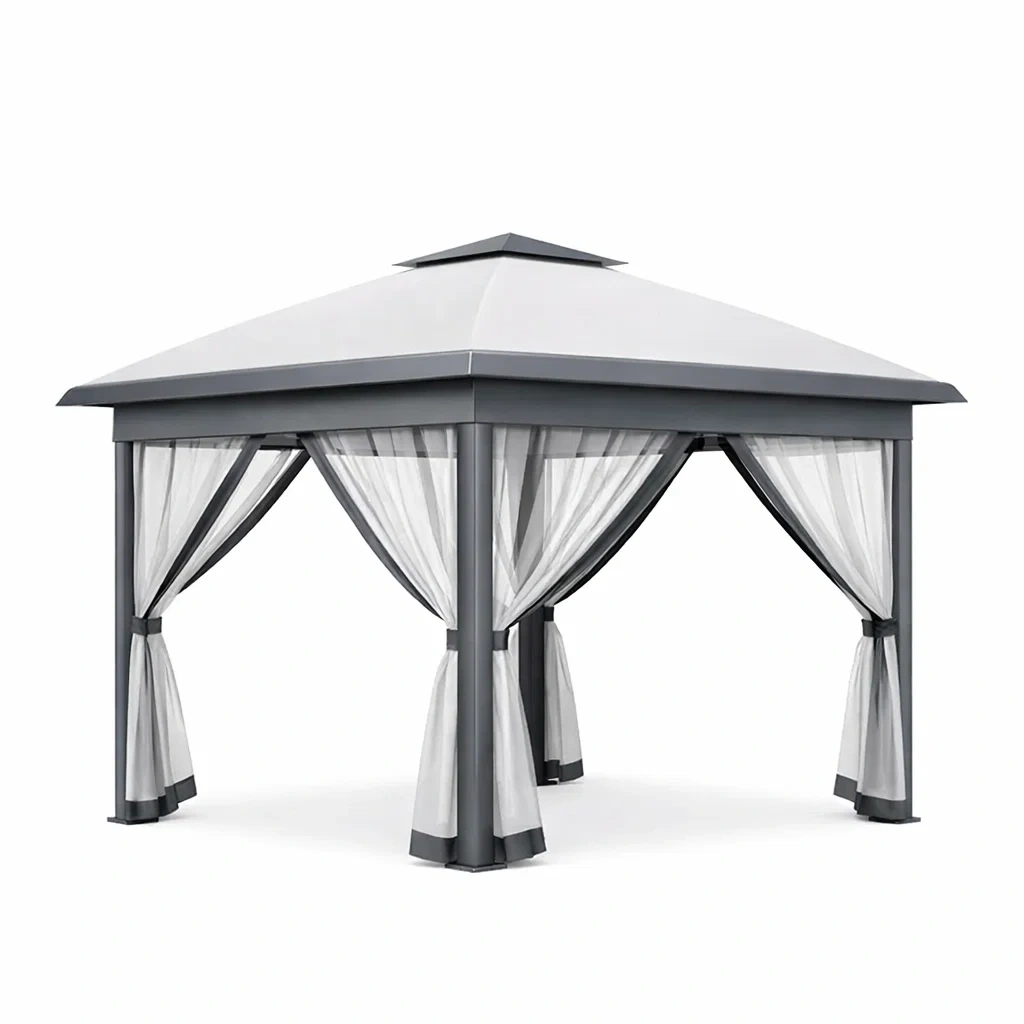 Gazebo in acciaio e poliestere grigio-NOOKHAVENZ