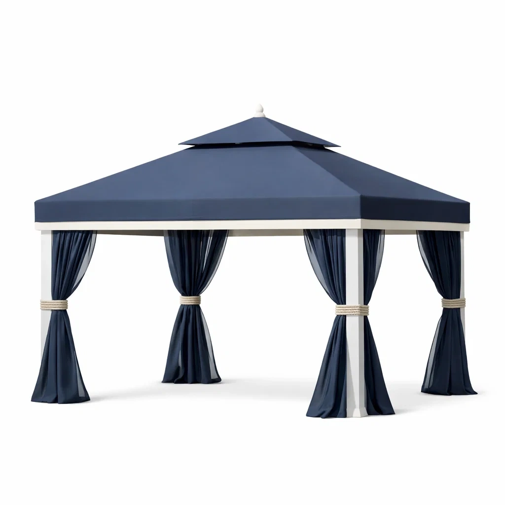 Gazebo rettangolare in acciaio e poliestere blu/bianco 300x400x275 cm-NOOKHAVENZ