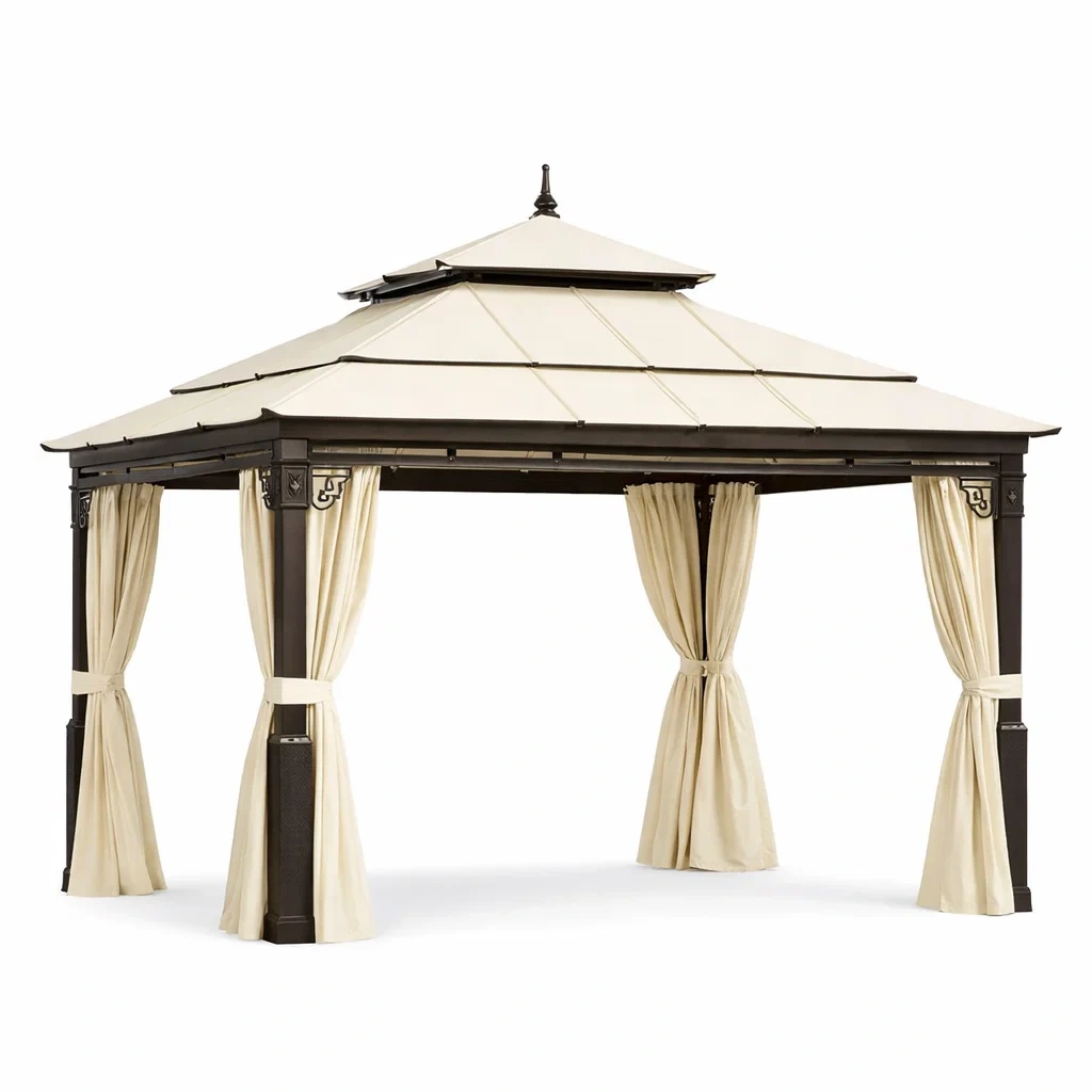 Gazebo rettangolare in acciaio e poliestere bronzo e beige-NOOKHAVENZ