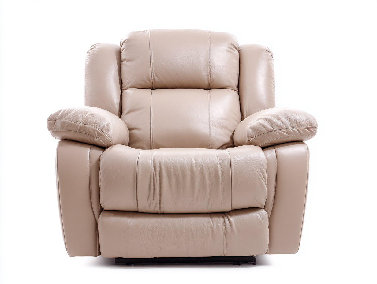 Sillones reclinables tapizado cuero sintético 95x90x105 cm - Beige - Diseño confortable-Denupbay