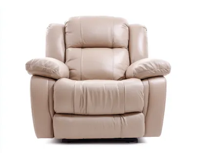 Sillones reclinables tapizado cuero sintético 95x90x105 cm - Beige - Diseño confortable-Denupbay