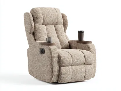 Sillones reclinables tapizados tejido textil 90x100x110 cm - beige - diseño confortable-Denupbay