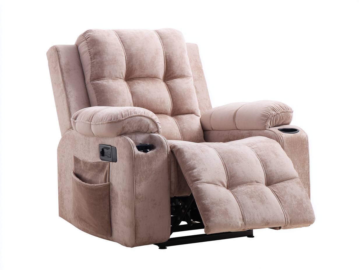 Sillones reclinables tapizado tela acolchada 95x95x105 cm - Beige - Diseño confortable-Denupbay