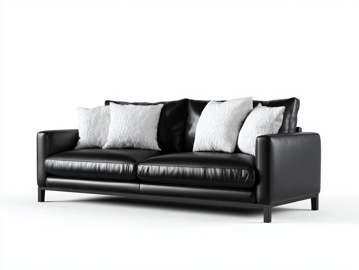 Sofá rinconero tapizado en cuero 230x160x80 cm - negro - diseño moderno para salón-Denupbay