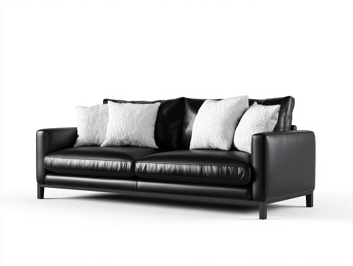 Sofá rinconero tapizado en cuero 230x160x80 cm - negro - diseño moderno para salón-Denupbay