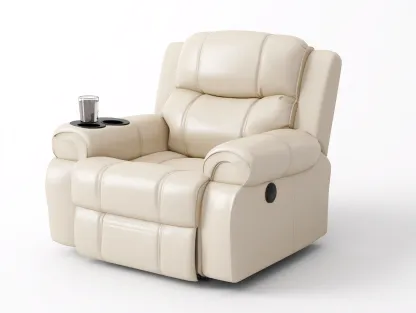 Sillones reclinables tapizado cuero sintético 95x90x105 cm - Beige - Diseño confortable-Denupbay