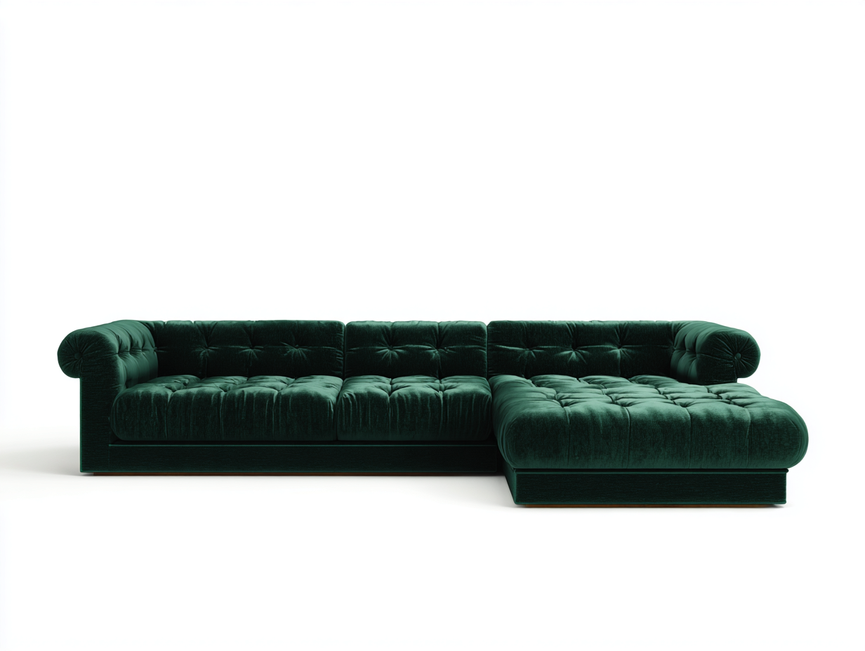 Sofás rinconeros tapizado 280x165x85 cm - tejido aterciopelado - verde oscuro - diseño clásico-Denupbay