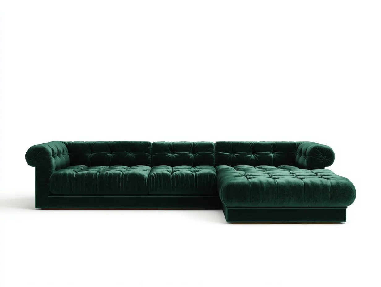 Sofás rinconeros tapizado 280x165x85 cm - tejido aterciopelado - verde oscuro - diseño clásico-Denupbay