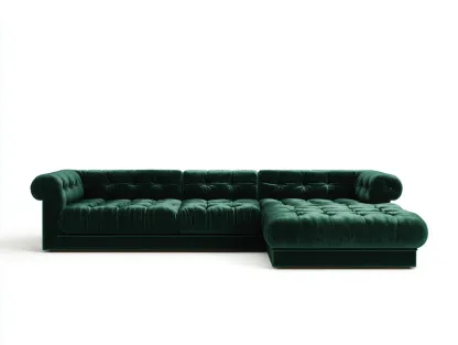 Sofás rinconeros tapizado 280x165x85 cm - tejido aterciopelado - verde oscuro - diseño clásico-Denupbay
