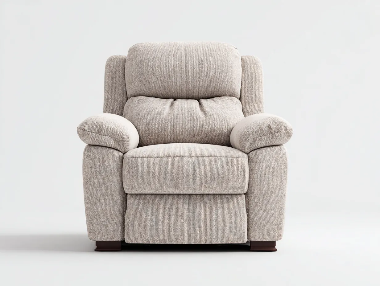 Sillón reclinable tapizado de tela 90x95x105 cm - beige claro - diseño cómodo para salón-Denupbay