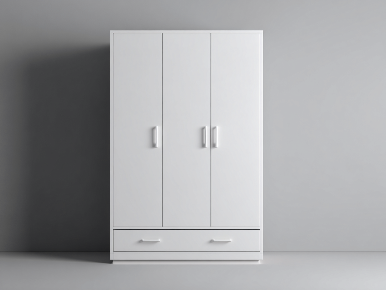 Armarios 3 puertas con cajón 120x55x200 cm - Blanco - Diseño moderno-Denupbay